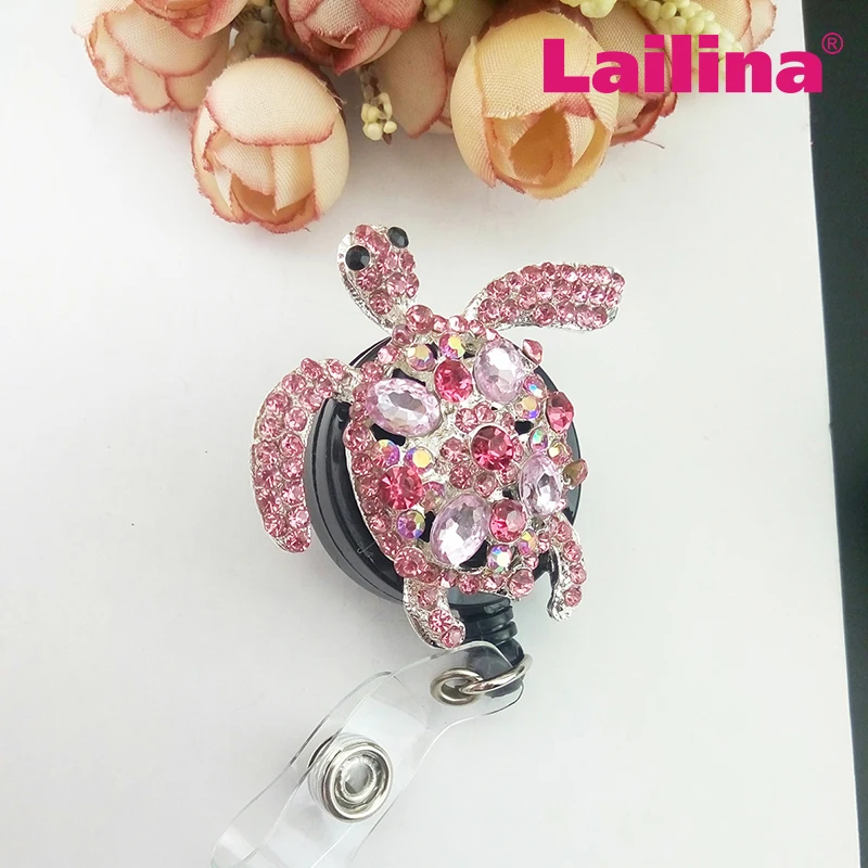 

multi color custome Rhinestone Sea Turtle Retractable Badge Reel/ ID Badge Holder / Brooch / Pendant / Reels