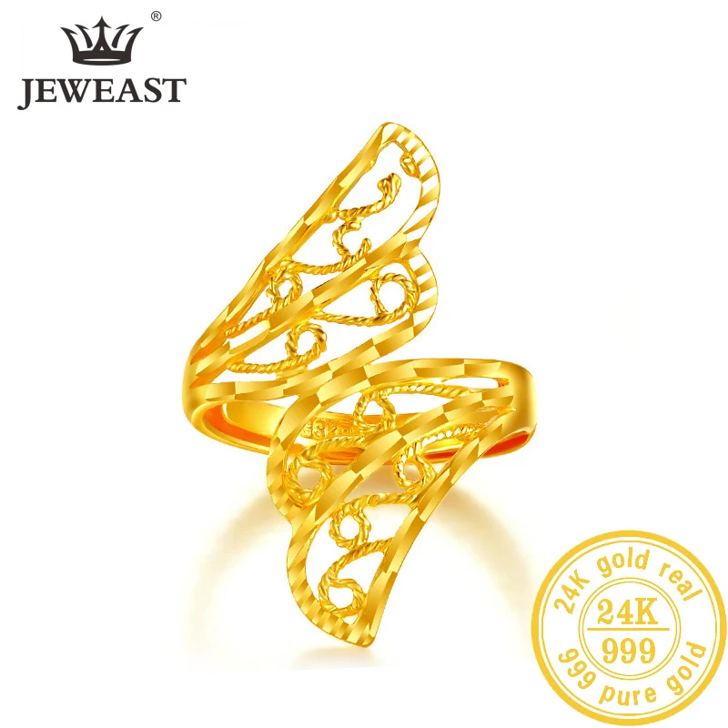 BTSS 24K Pure Gold Ring Real AU 999 Solid Gold Rings Elegant Shiny Beautiful Upscale Trendy Classic Jewelry Hot Sell New 2023