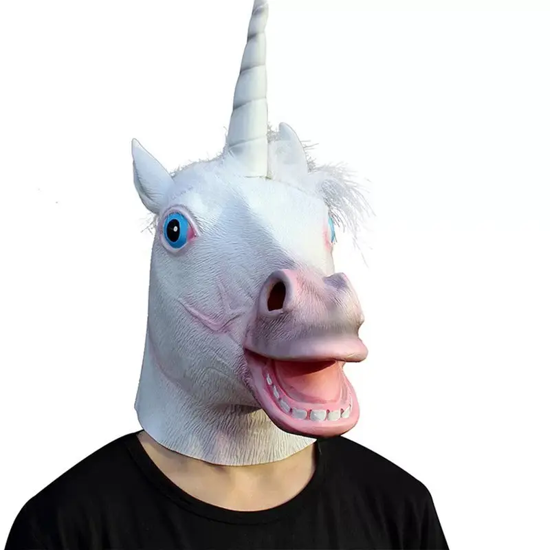 New Year Horse Head Mask Animal Costume Unicorn Black Horse Zebra Toy Party Halloween 2019 New Year Decoration