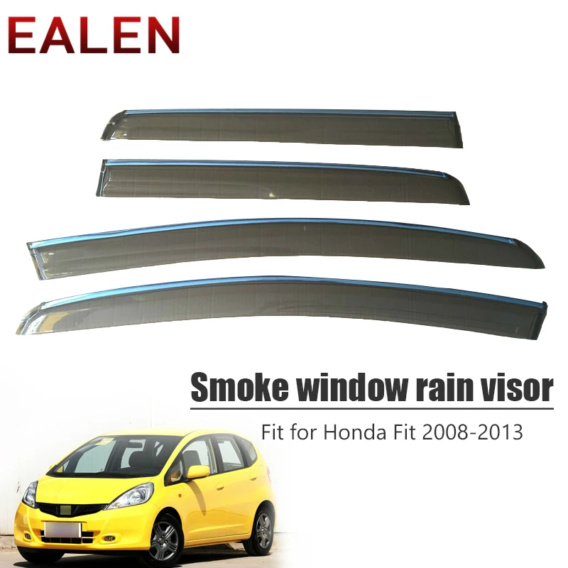 EALEN For Honda Fit Hatchback 2008 2009 2010 2011 2012 2013 ABS Deflectors Guard Accessories 4Pcs/1Set Smoke Window Rain Visor