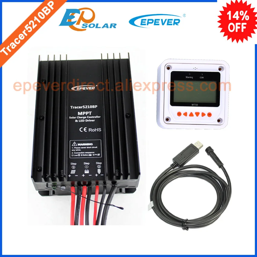 

12v charger battery solar controller Tracer5210BP USB cable and MT50 remote meter,meter not appply for lithium battery 20A