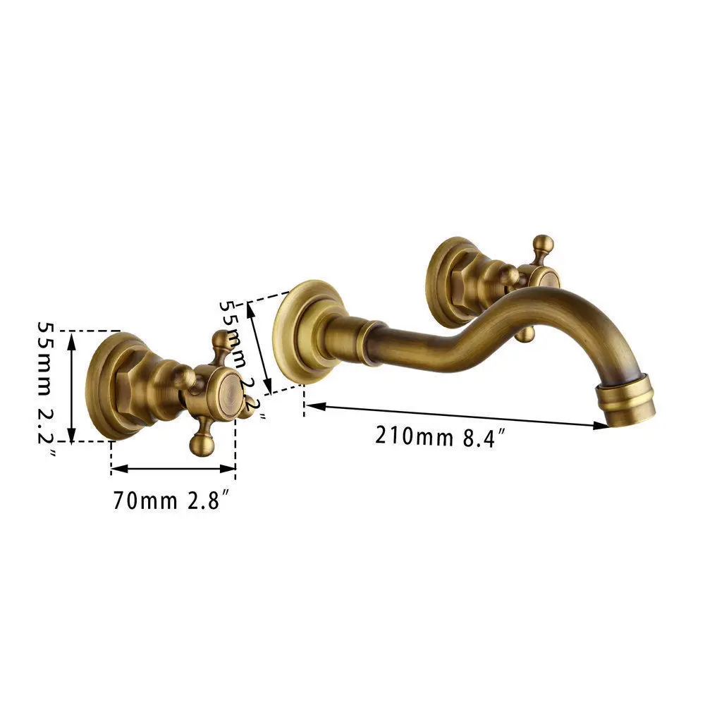 OUBONI Double Handles Bathroom Bathtub Basin Sink Mixer Tap 3 pcs Antique Brass Faucet Set 96102 Brand New Deck Mounted Ceramic