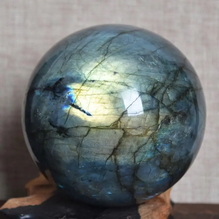 

TOP!! 80mm NATURAL Labradorite Crystal sphere ball Orb Gem Stone miner