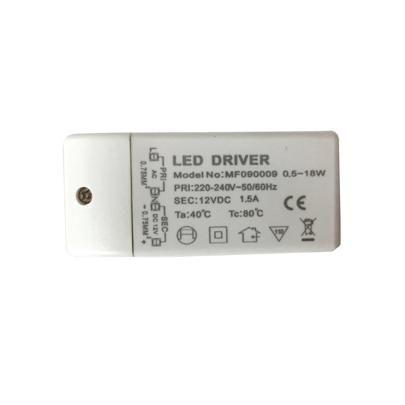 UKCA adaptador de controlador de transformador led CE, 12v, salida de CC, 6w, 12w, 18w, cubierta de plástico de 220v a 12v para tira led mr11, mr16,