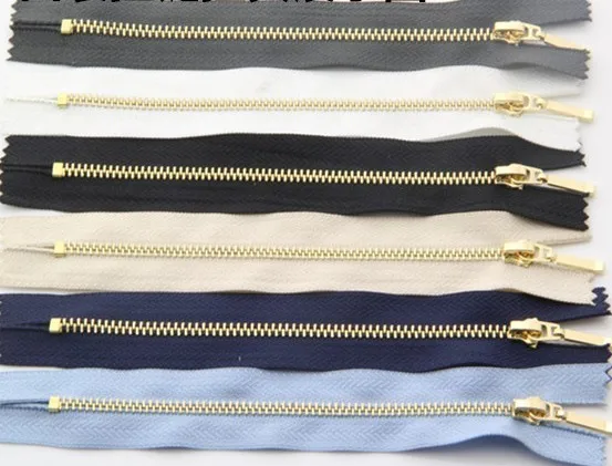 10pcs/lot3# 5# 10/13/15/20cm brass close end metal zipper  for trousers fly auto lock garment accessories  diy accessories1458