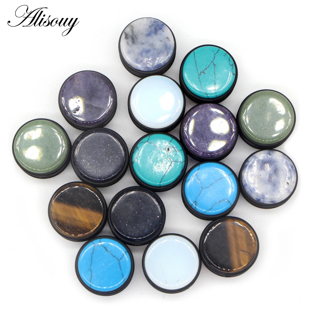 Alisouy 1PCS Stone Ear Plugs Gauges Earrings Women Men Ear Plug Flesh Tunnel Piercing Expander Ear Stretcher Body Jewelry 5-16mm