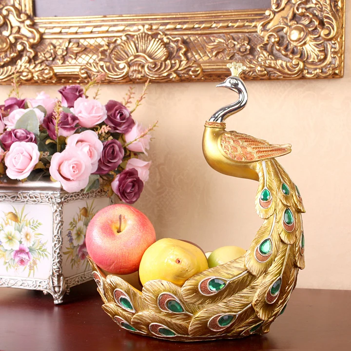 D European style coffee table decoration creative living room Home Furnishing retro fruit peacock resin high-grade fruit Wedding