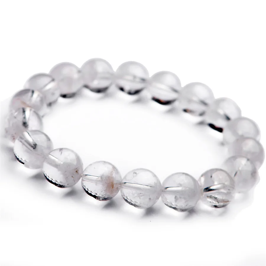 11mm Natural White Ghost Phantom Quartz Bracelet Jewelry For Woman Man Healing Gift Crystal Clear Beads Gemstone Strands AAAAA