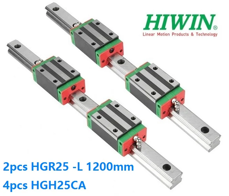 

2pcs 100% Original New Hiwin HGR25 -L 1200mm linear rail + 4pcs HGH25CA linear narrow blocks for CNC router