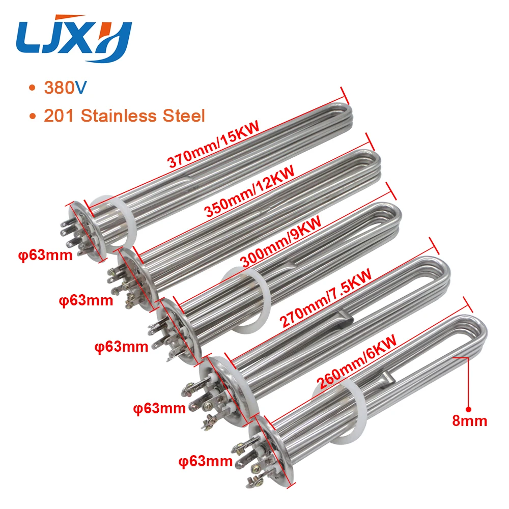 LJXH Water heating Element Heater pipe 220V/380V, Boiler and Spare Parts,Flange/Disc 63mm Wattage 6KW/7.5KW/9KW/12KW/15KW