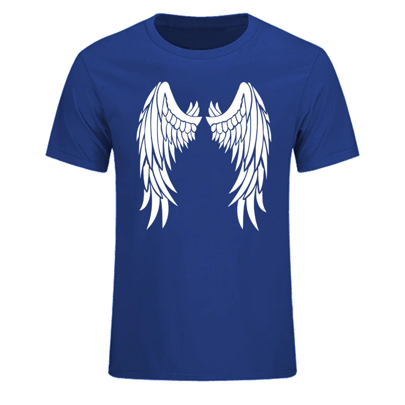 Angel Wings On Back T-shirt Fashion Men Short Sleeve T Shirt Clothing Printed Cotton Men o Neck Top Tee EU Size