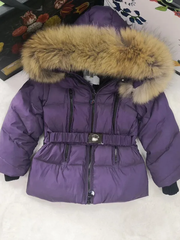 80cm -140cm 2021 Winter Jacket Children down jackets & PANT duck down Fur hooded girl snowsuit boy Suit set outerwear ski suit