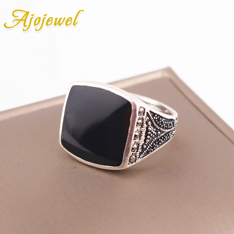 Size 8-10 Simple Black Onxy Rings For Men Vintage Jewelry Gifts For Father Brother Boyfriend