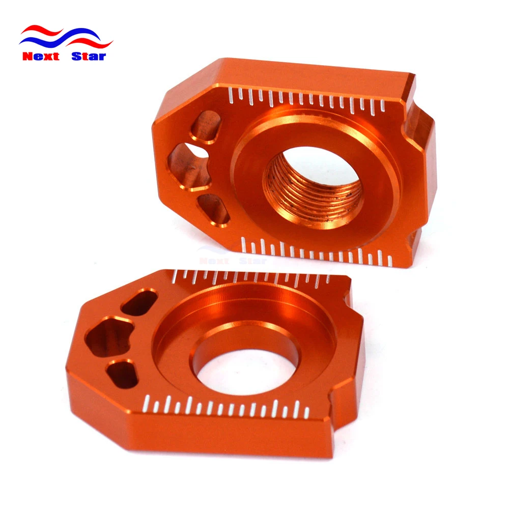 Orange CNC Rear Chain Adjuster Axle Block For KTM SX SXF XC XCF EXC EXCF XCW XCFW 125 150 200 250 300 350 400 450 500 525 530