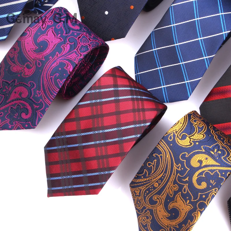 Corbatas de Cachemira para hombre, corbatas de cuello clásicas de Jacquard, corbata azul y roja para regalo, trajes de fiesta a cuadros a rayas para hombre