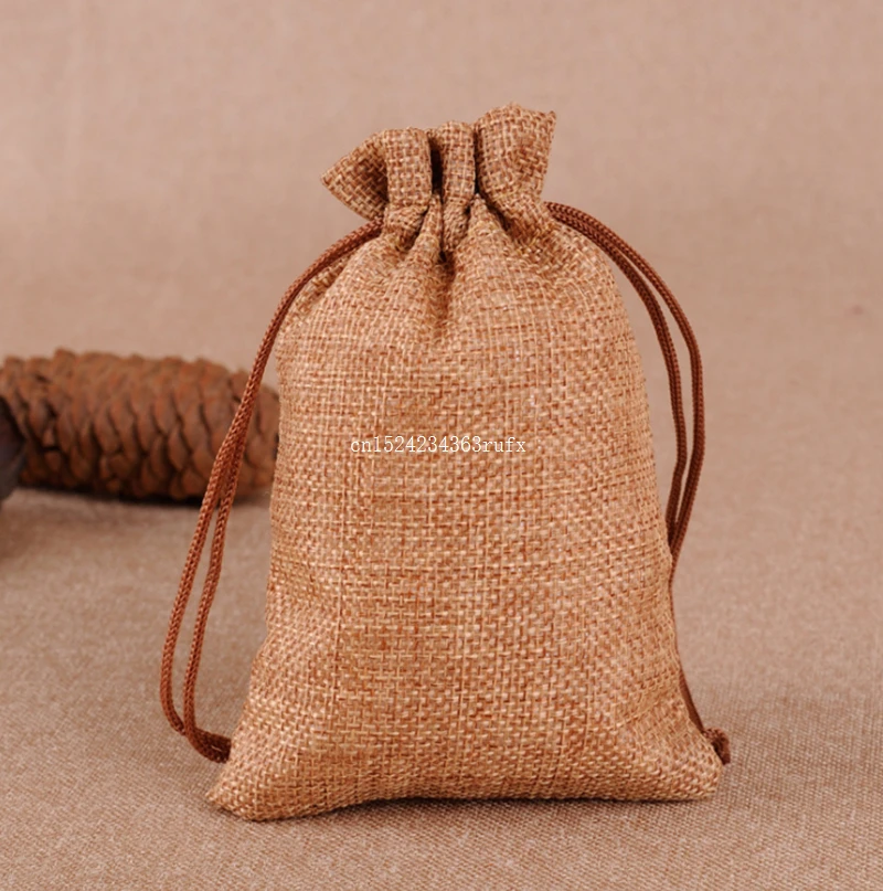 200pcs Useful Candy Bags Wedding Favor Christmas Hessian Burlap Jute Gift Bags Drawstring Candy Pouch