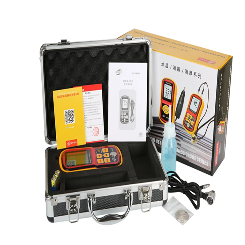 Ultrasonic Thickness Gauge Meter Digital LCD Metal Width Measuring Tools 1.2~220mm (Steel) Sound Velocity Measurement GM100