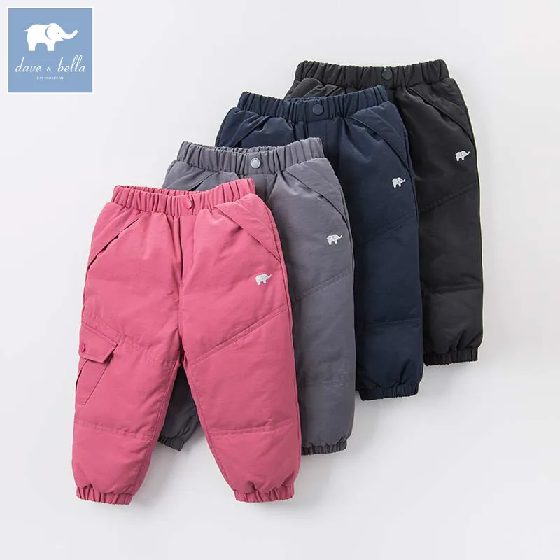 DB6434 dave bella winter unisex down pants girls boys full length kids fashion solid pants children trousers