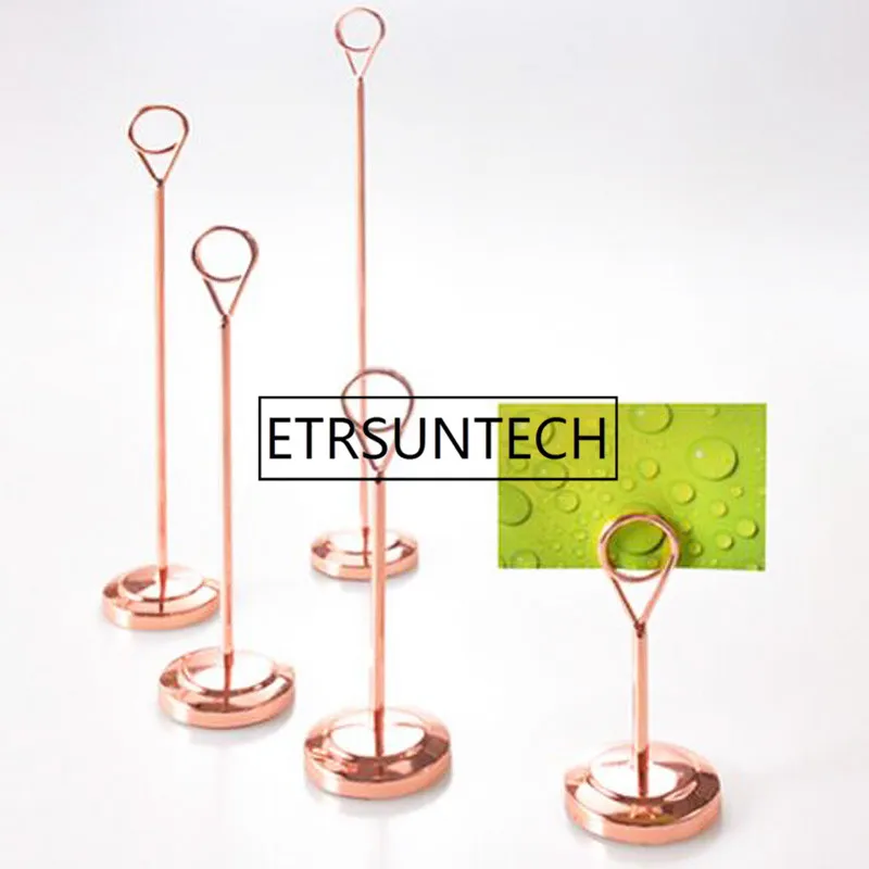 

20Pcs/Lot Rose Gold Stainless Circle Steel Table Number Place Card Holder Menu Stand for Wedding Restaurant Home Decoration