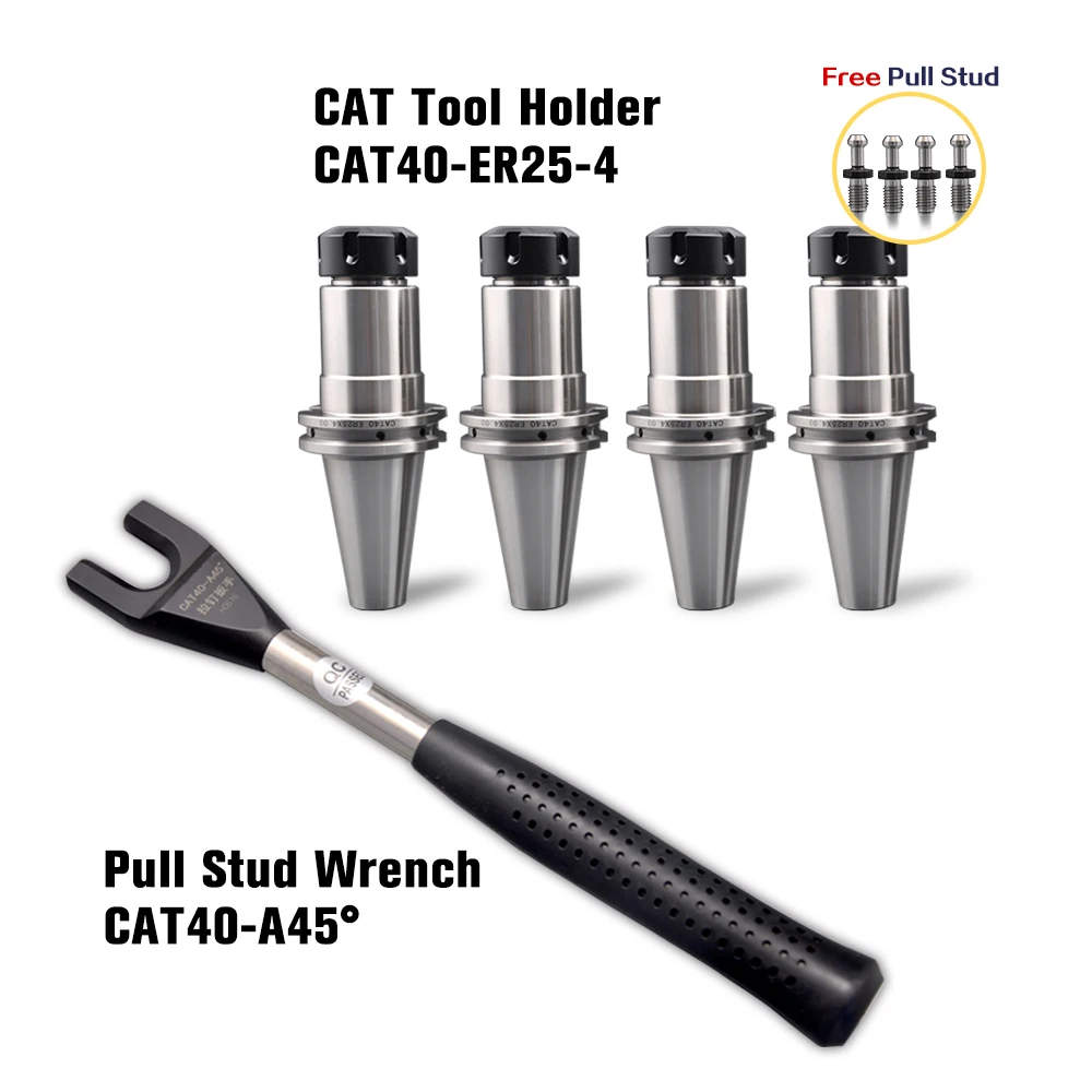 

High Precision Milling Collet Chuck 4pcs CAT40 ER25 tool holder and 1pcs CAT40 pull stud wrench Fit CAT40