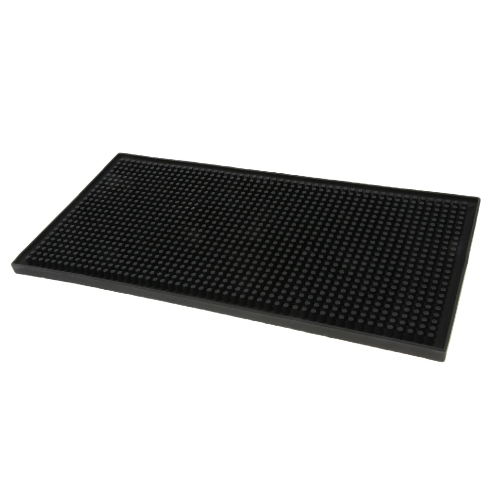 Waterproof  Bar Runner Rubber Strip Spill Mat Black for Home Cocktail Party Pub Club Bar Beer Drinks, 30x15x1cm