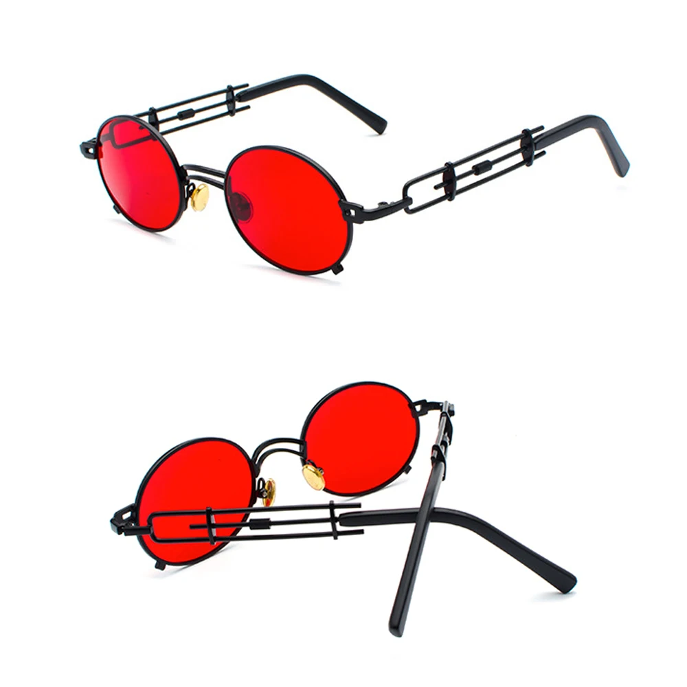 VIVIBEE Steampunk Oval Small Women Sunglasses Punk Gold Metal Frame Cooling Sun Glasses Men Hip Pop Brand Designer Goggles