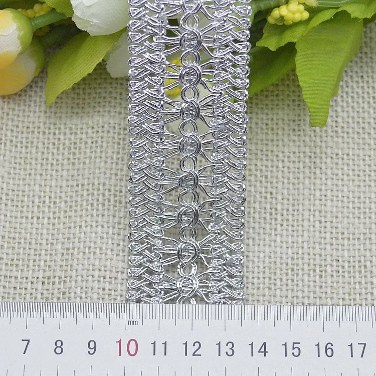 10 yards/lot Centipede Lace Belt Curved Edge Gold And Silver Lace Garment Accessories Ribbon Lace Trim DIY 3.5CM Wide