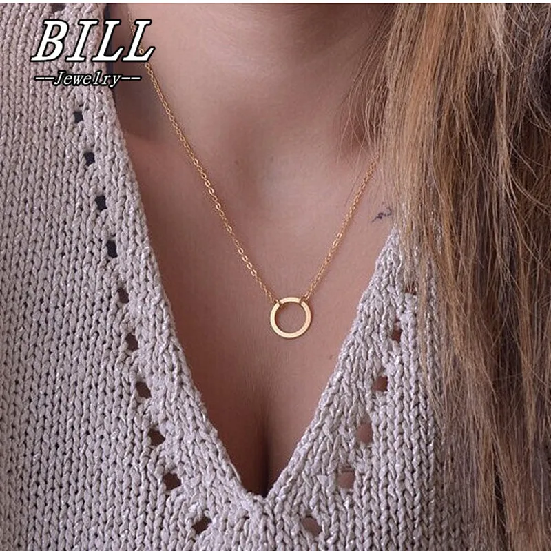 New Circle Pendants Necklaces for Women Eternity Collares Minimalist Jewelry Dainty Female Necklaces Fashion Jewelry Party Gift