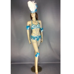 Top grade Sexy Brazilian Dance Costume Set Samba Rio Carnival Performing Costume Feather Head Piece Outfit dancer costume