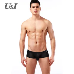 U&I Sexy Boxer Men's Ultra-thin Elastic Nylon Personality Boys Ultra-Low Waist Breathable Slim Bump Small Boxer Shorts