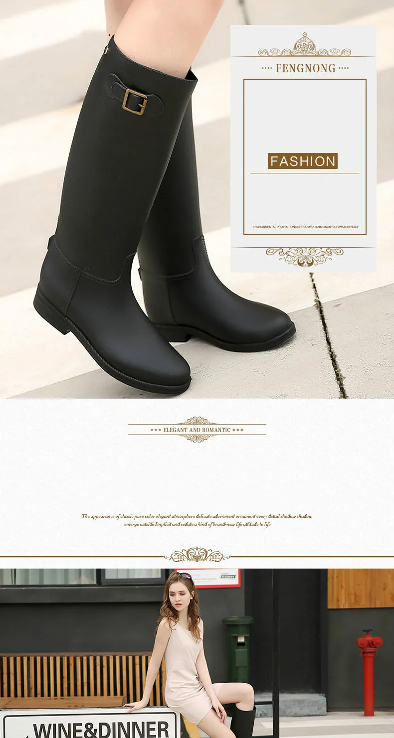 Women's Rain Boots Waterproof Rubber Shoes Woman Antiskid Thick Soled Work Shoes For Reasons