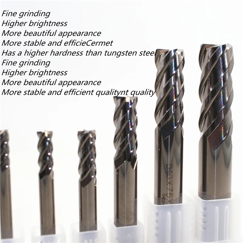 2 Chiếc HRC65 Gốm Kim Loại Endmill 4Mm 6Mm 4F-D1.0x50 1/1.5/2/ 3/ 4/5/6Mm Kim Loại Gốm Đầu Phẳng Cấp Nhà Máy Chế Biến Cao xay