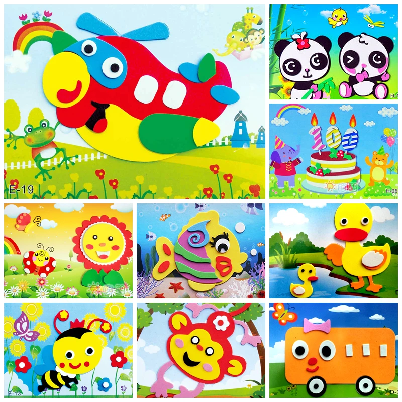 DIY Cartoon Animal 3D EVA Foam Sticker Puzzle Toys For Kids Girl action Learning Education Toys Kids Birthday Party Gift