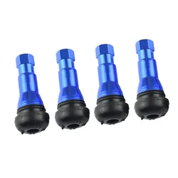 4pcs Blue TR413 Outer Mount Aluminum Wheel Tire Valve Stem Car Rust Proof Rubber construction outstanding weather resistance