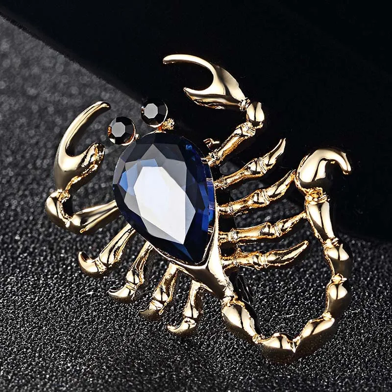 

12pcs/lot Wholesale Men rhinestone Crystal Scorpion Brooches Fashion Women Anniversary Jewelry Insect Hijab Pins Bags Bijoux