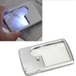 Portable Ultra 20mm/45mm Lens Diameter Thin 3X 6X LED Square Credit Card Pocket Magnifier Loupe For Coin Collectors