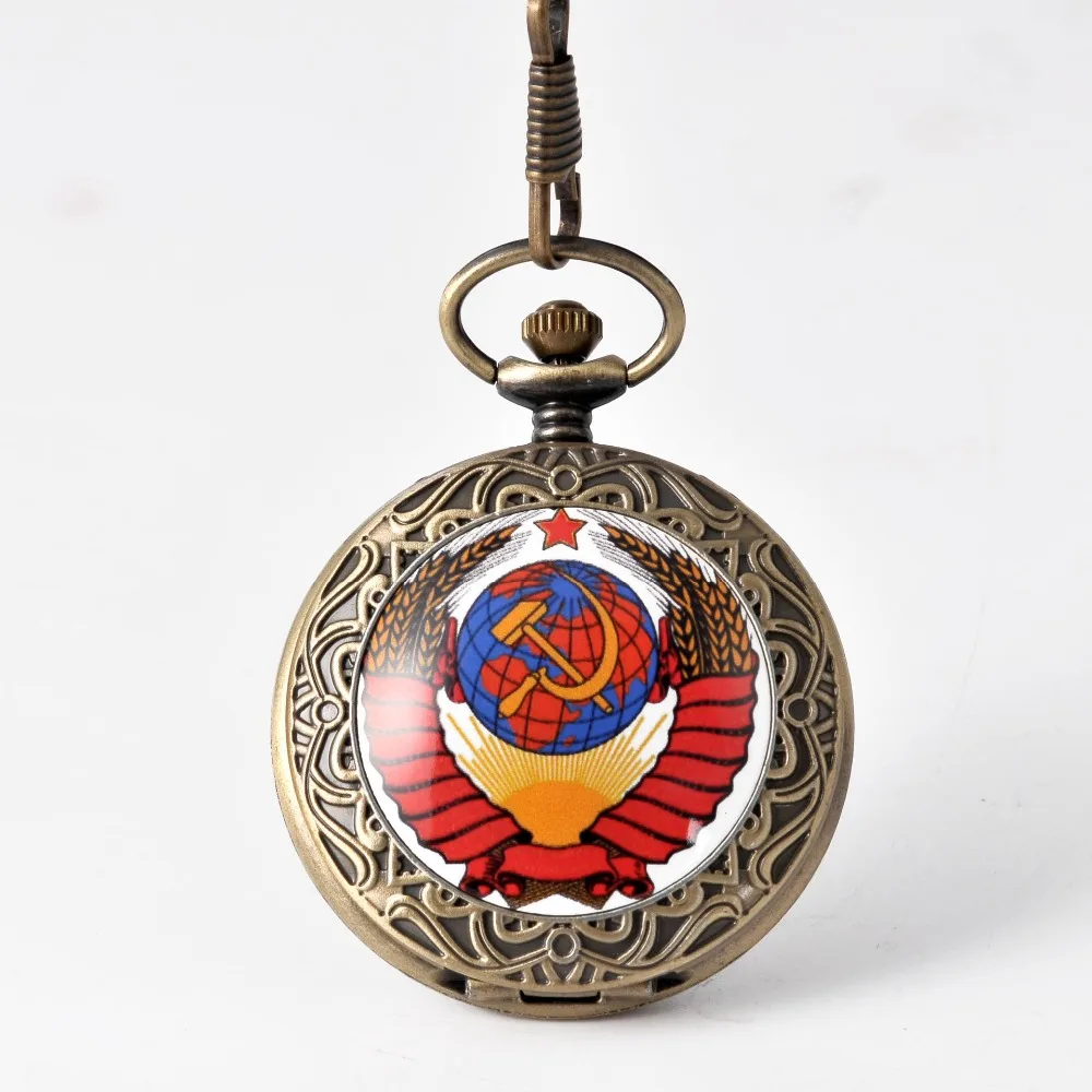 Map Design New Arrival Bronze Red Globe Retro Bronze Quartz Pocket Watches Vintage Fob Watches  Birthday Gift