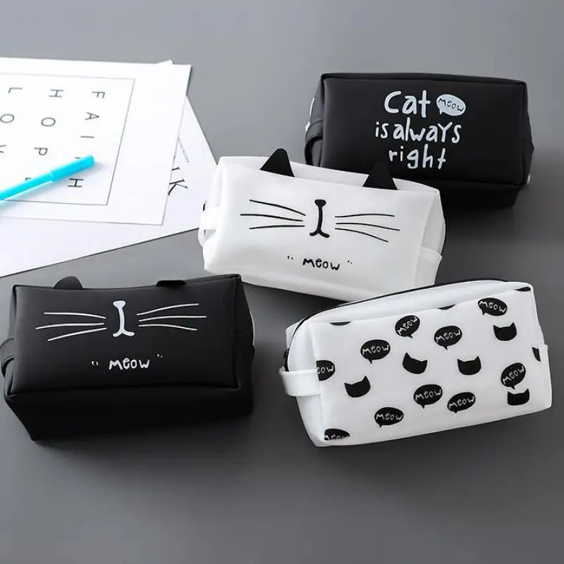 

Korean Creative Stationery Cat Kingdom Jelly Pencil Bag Student Large Capacity Pencil Bags Multi Function Pouch School Supplies