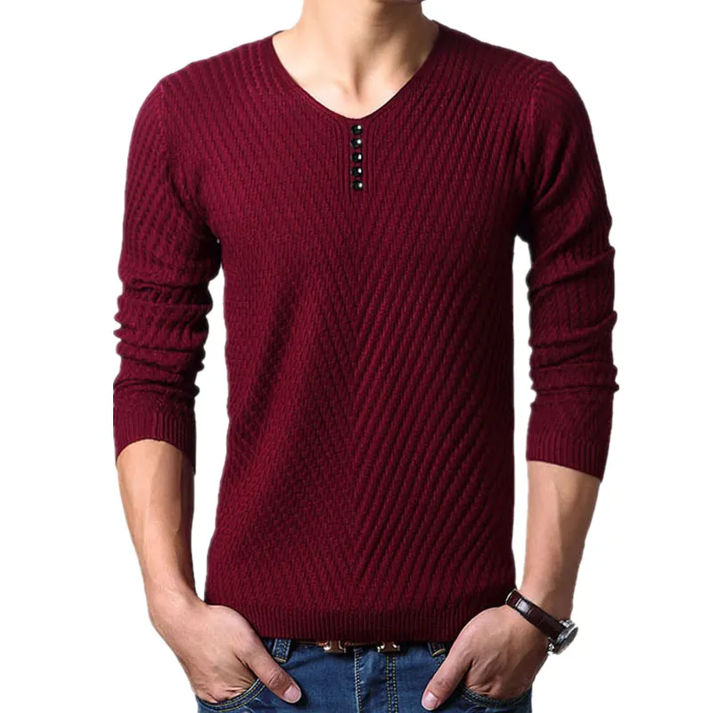 M-4XL Winter Henley Neck Sweater Men Cashmere Pullover Christmas Sweater Mens Knitted Sweaters Pull Homme Jersey Hombre 2023