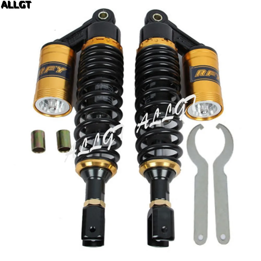 ALLGT 390mm A Pair Rear Nitrogen Shock Absorbers Rear Suspension Clevis Fit For Kawasaki Black/Gold