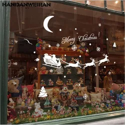 1PCS Christmas Snowflake Deer Wall Sticker New Window Glass Creative Wall Sticker decorazione della casa per la stanza