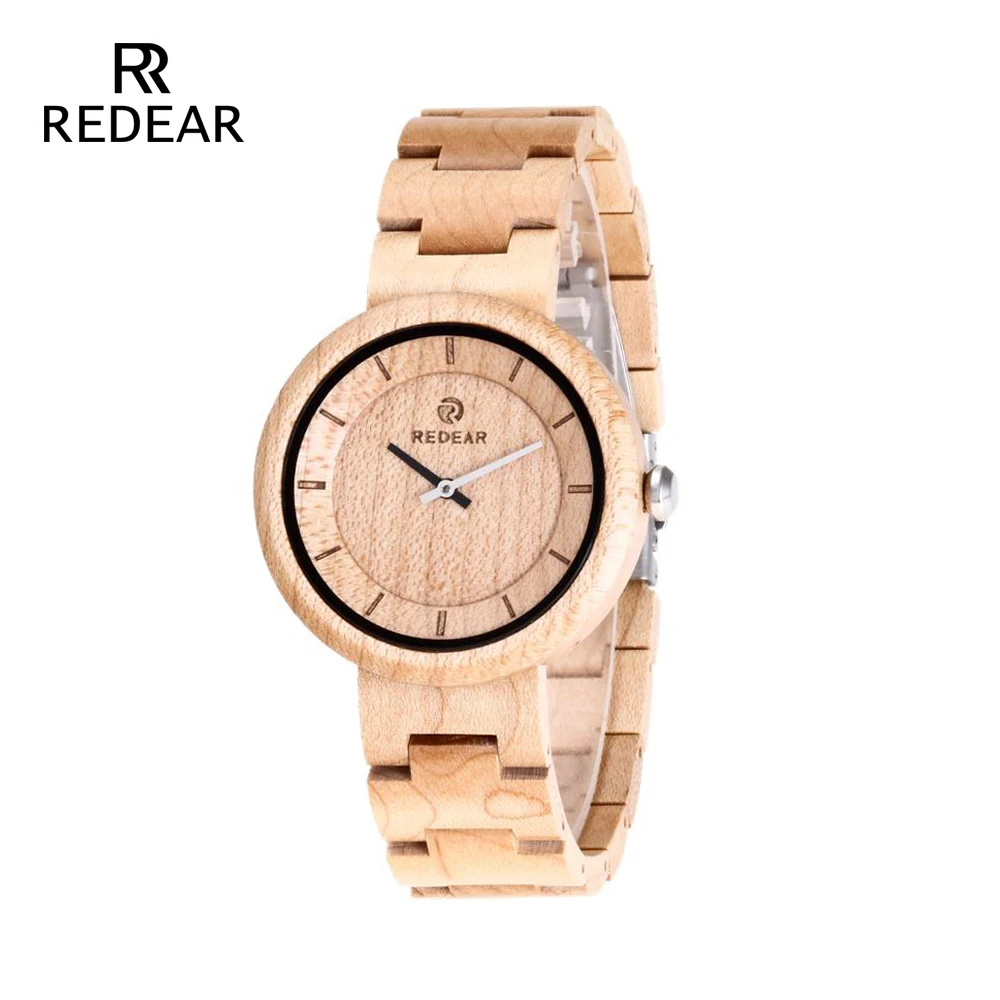 REDEAR Free Shipping OEM Personalized Neutral Wristwatch Mens Full Maple Tree Wooden Lover's Watches