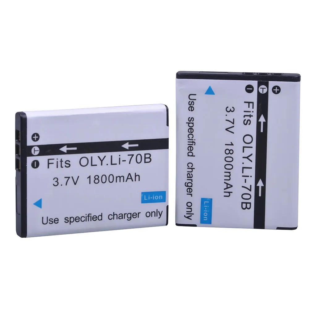 2Pc 3.7V 1800mAh Li-70B Li 70B Camera Battery for Olympus VG-110, VG-120, VG-130, VG-140, VG-160, FE4020 Digital Camera