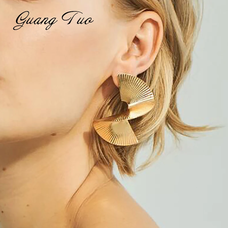 Retro Geometric Earrings for Women Fashion Personality Irregular Fan-shaped Alloy Earrings Fashion Jewelry Ear Accessories