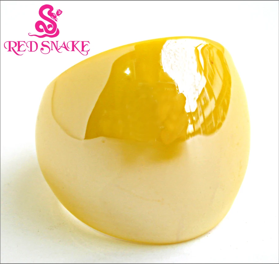 RED SNAKE Fashion Ring Handmade Lemon yellow with Pearl texture glossiness Murano Glass Rings