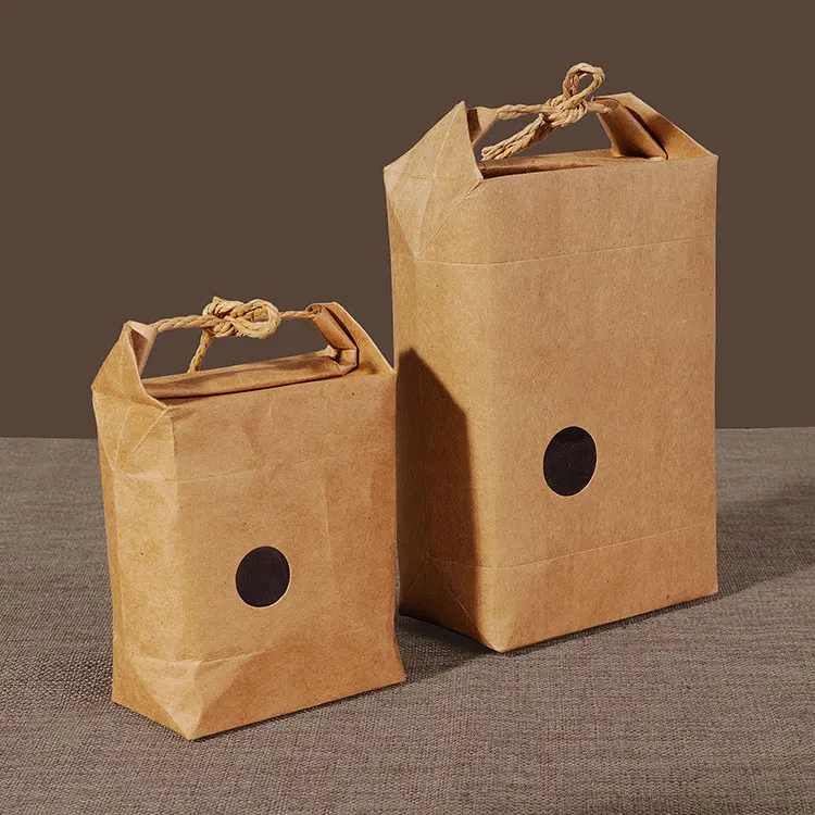 20PCS raft paper bag/ stand paper gift bags/food paper bags/Cookies Walnut dry fruit stand box with handle