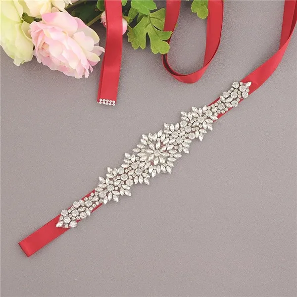 Rhinestone Vành Đai Tinh Cô Dâu Wedding Dress Belt Wedding Dress Sash Satin Ribbon Bridal Phụ Kiện cinturon flores