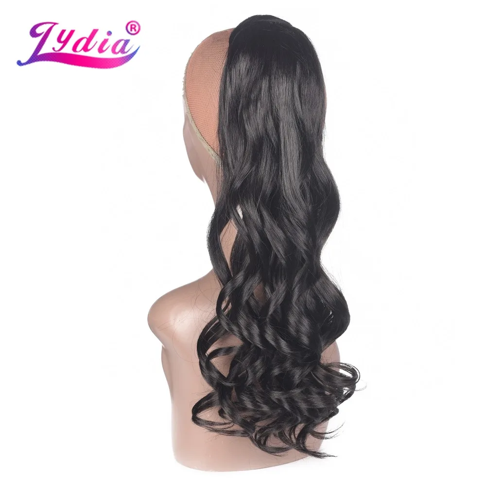 

Lydia Long Natural Wave Ponytails Clip In Synthetic Hair Extension wrap round hairpiece for women Heat Resistant