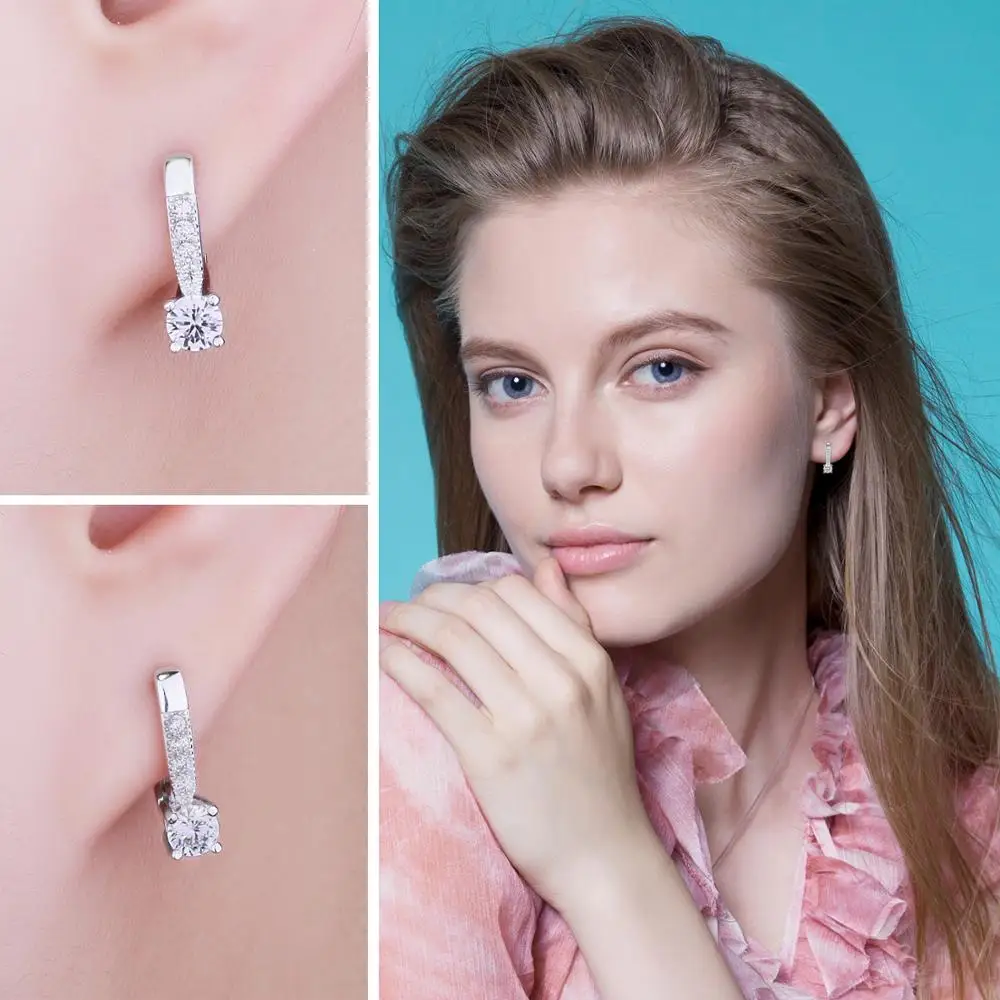 JewelryPalace Fashion Cubic Zirconia 925 Sterling Silver Clip Huggie Earrings for Women Girl Gift