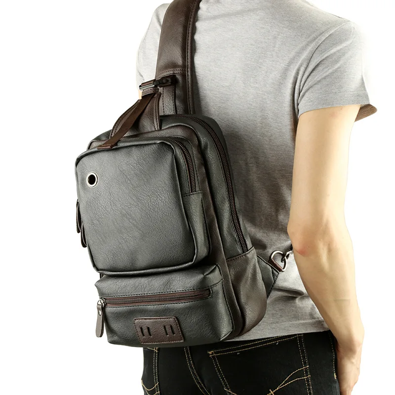 Bolso de mensajero informal para hombre, bolsa de pecho de cuero, pecho grande, espalda, bolso de hombro, bolsas de viaje, PT1123, nueva moda, 2023